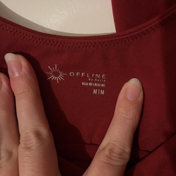 Aerie Cherry Tart Sports Bra and Crossover Leggings Set - Picture 5 of 6